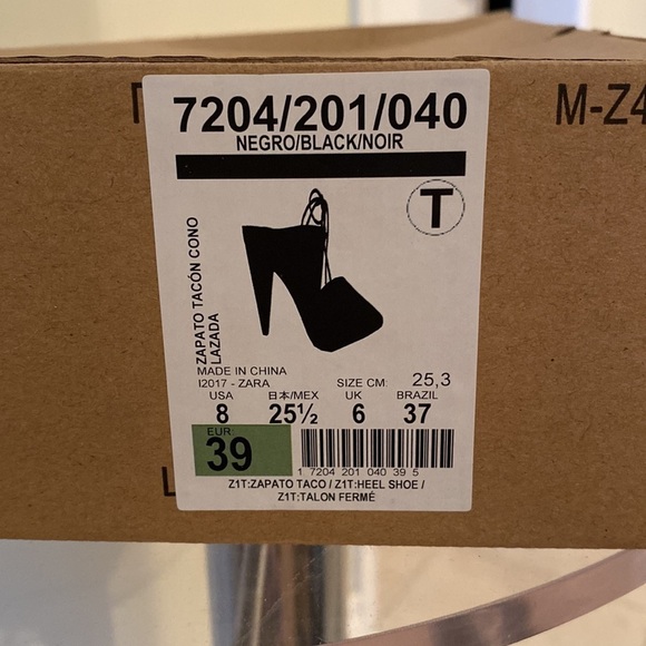 Zara Zapato Tacón Cono Lazada  black mules soft suede like fabric,laces 🖤🖤 - Picture 7 of 7